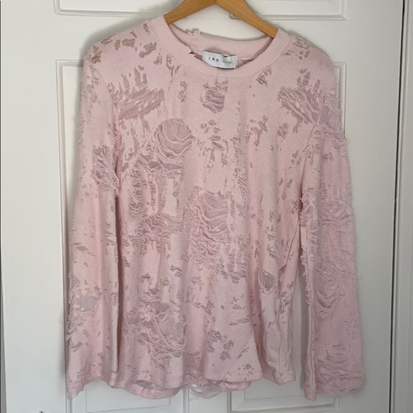 NWOT IRO jeans Anile light pink distressed sweater - Picture 3 of 7
